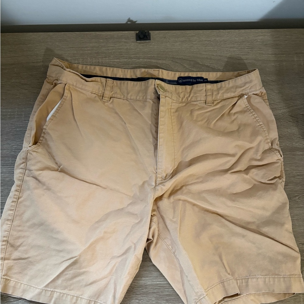 United By Blue Men's Light Tan Flat Front Shorts